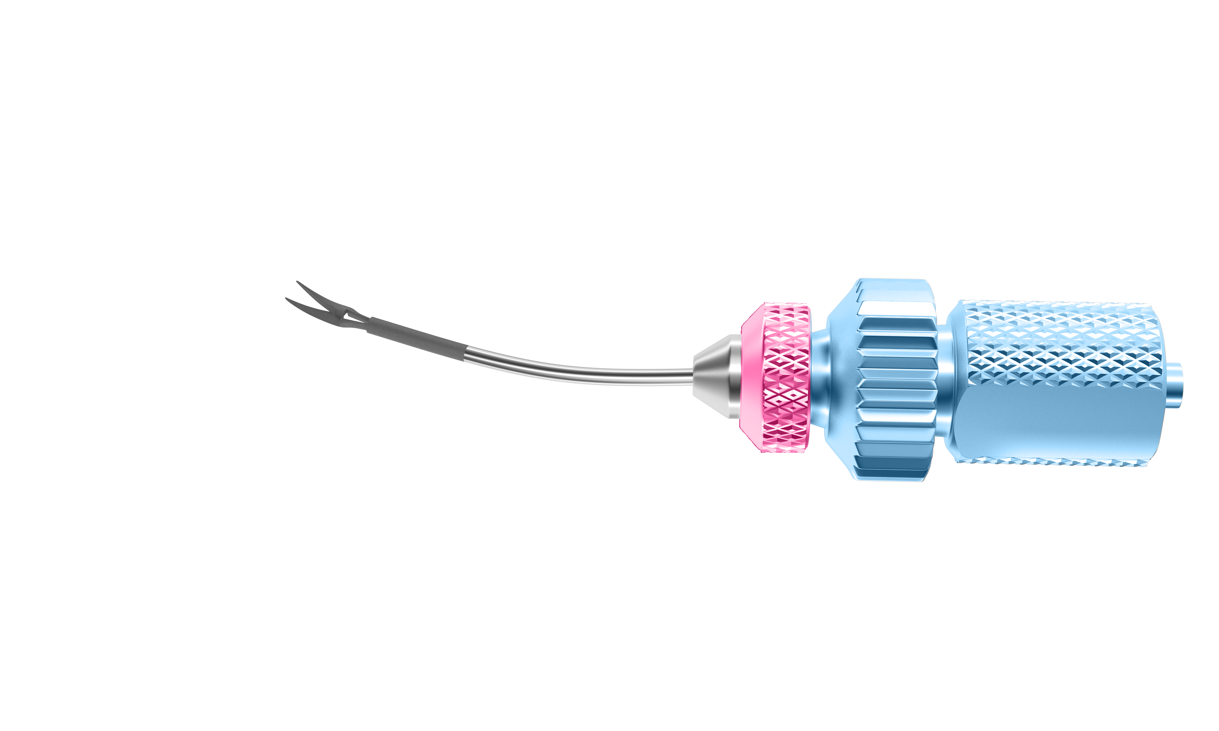 Side view of stainless steel capsulotomy scissors with locking tip for eye surgery