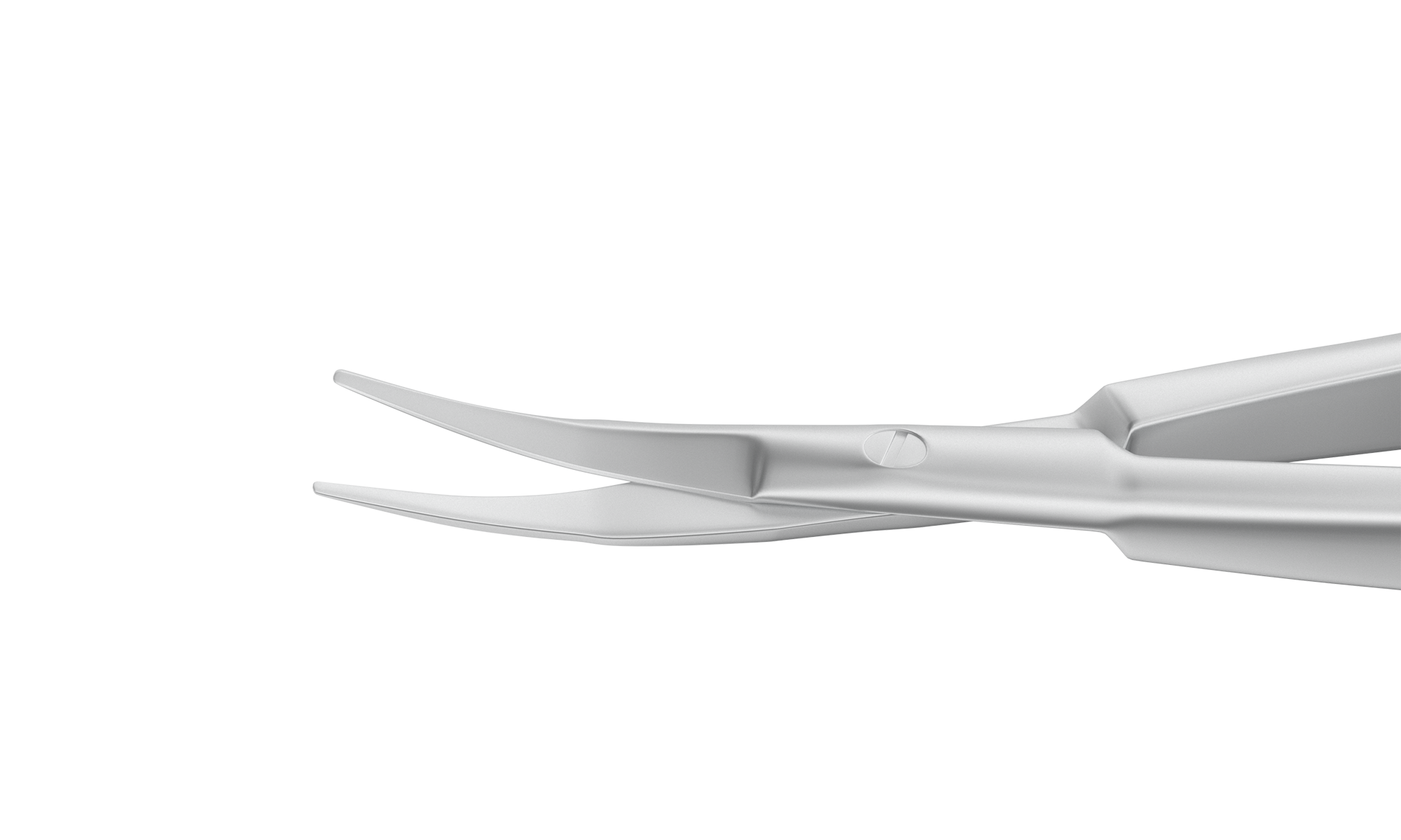 Close-up of high precision curved scissors for delicate tissues in surgical settings.