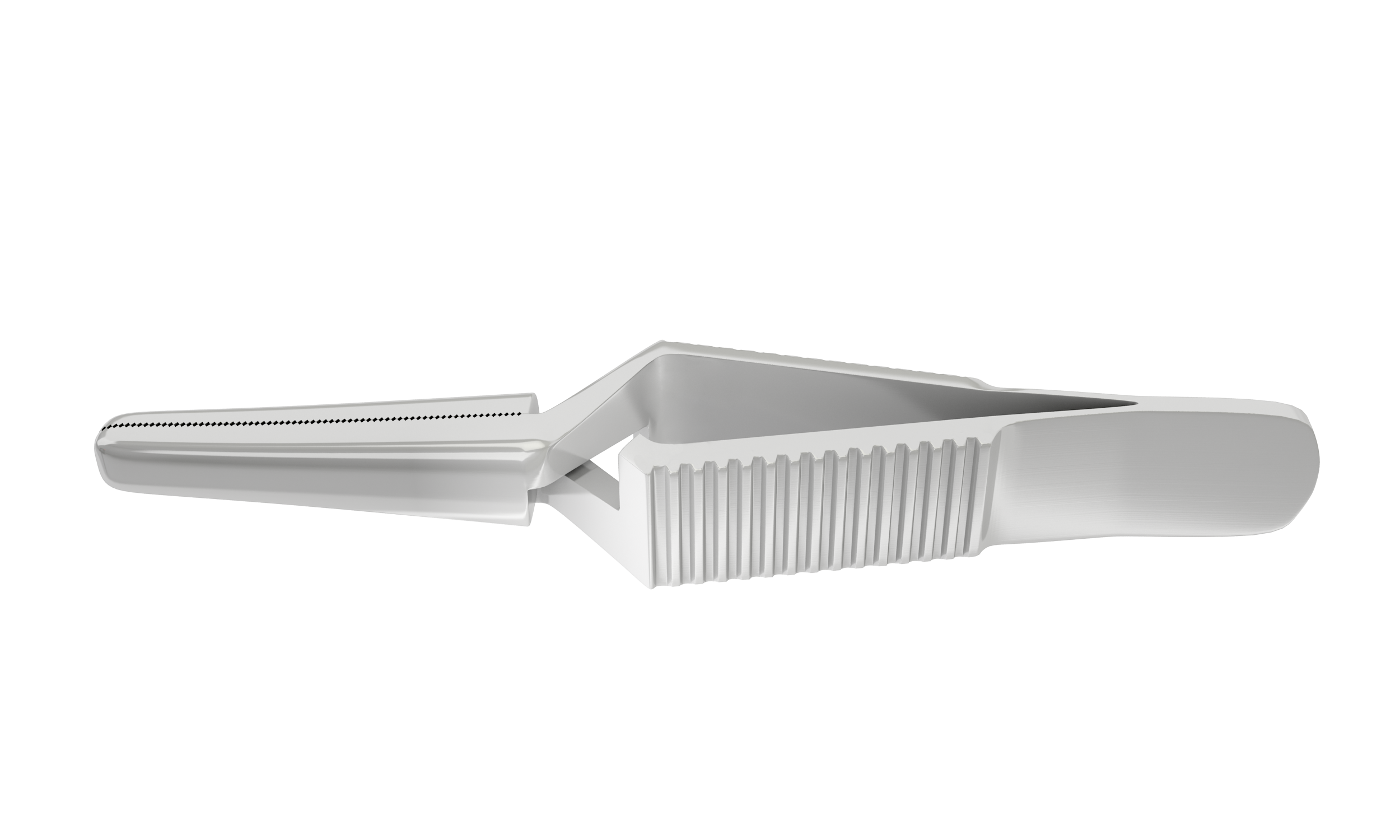 Straight stainless steel surgical clamp with a 35mm length, ideal for precise surgeries