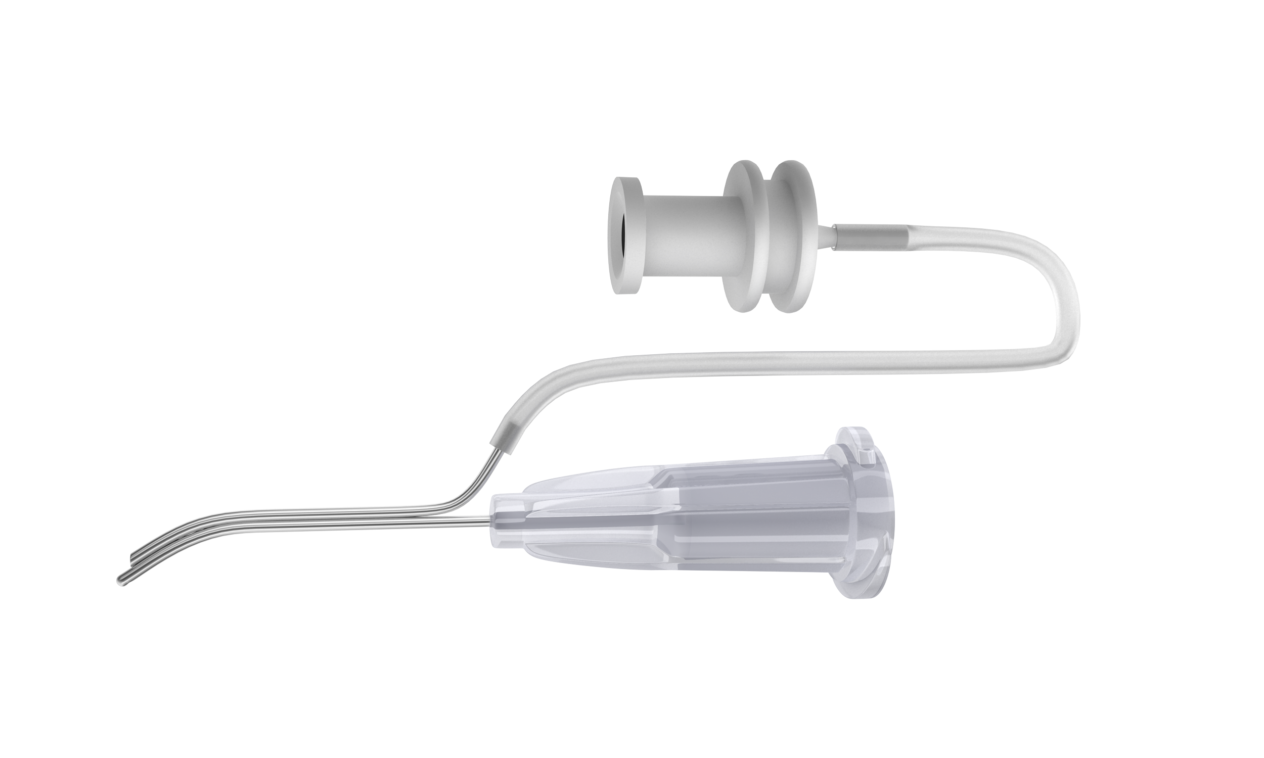 Angled view of Simcoe 23 Ga disposable cannula with .60 x 16mm shaft