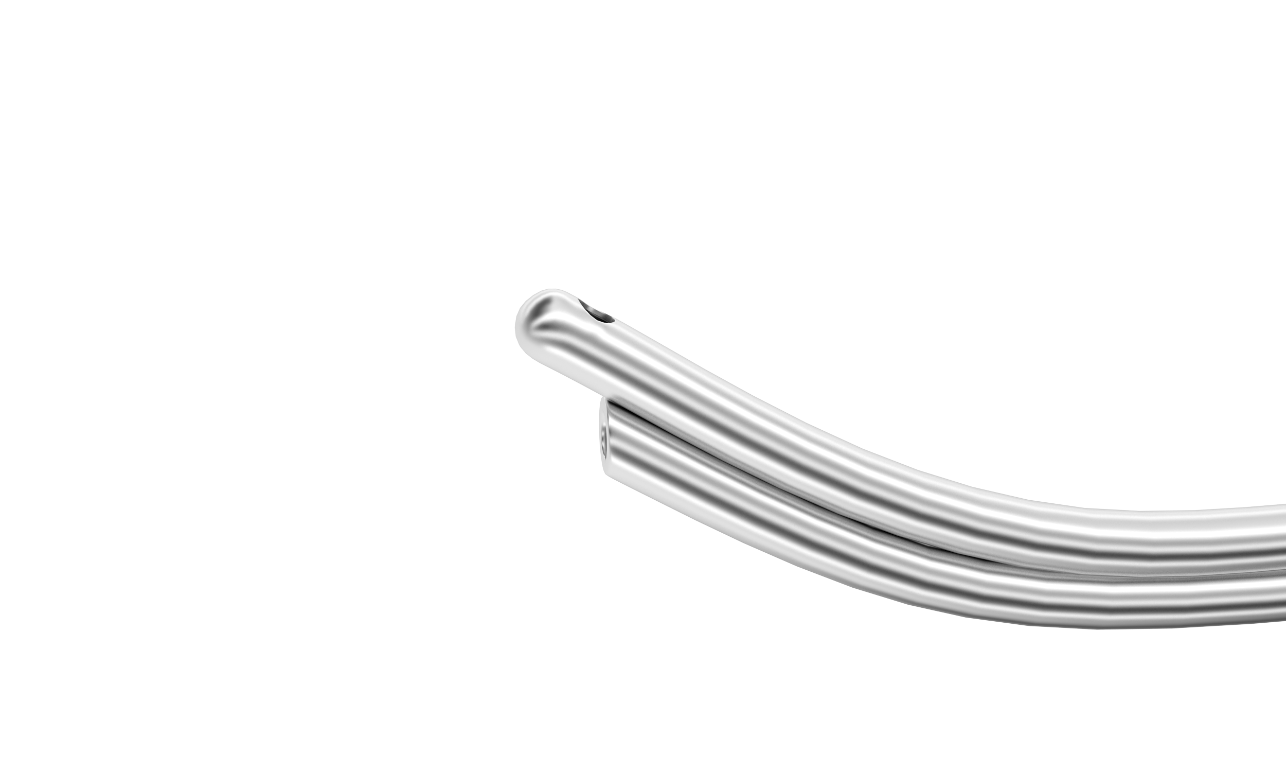 Close-up of sterile I&A cannula ports for ophthalmic surgery