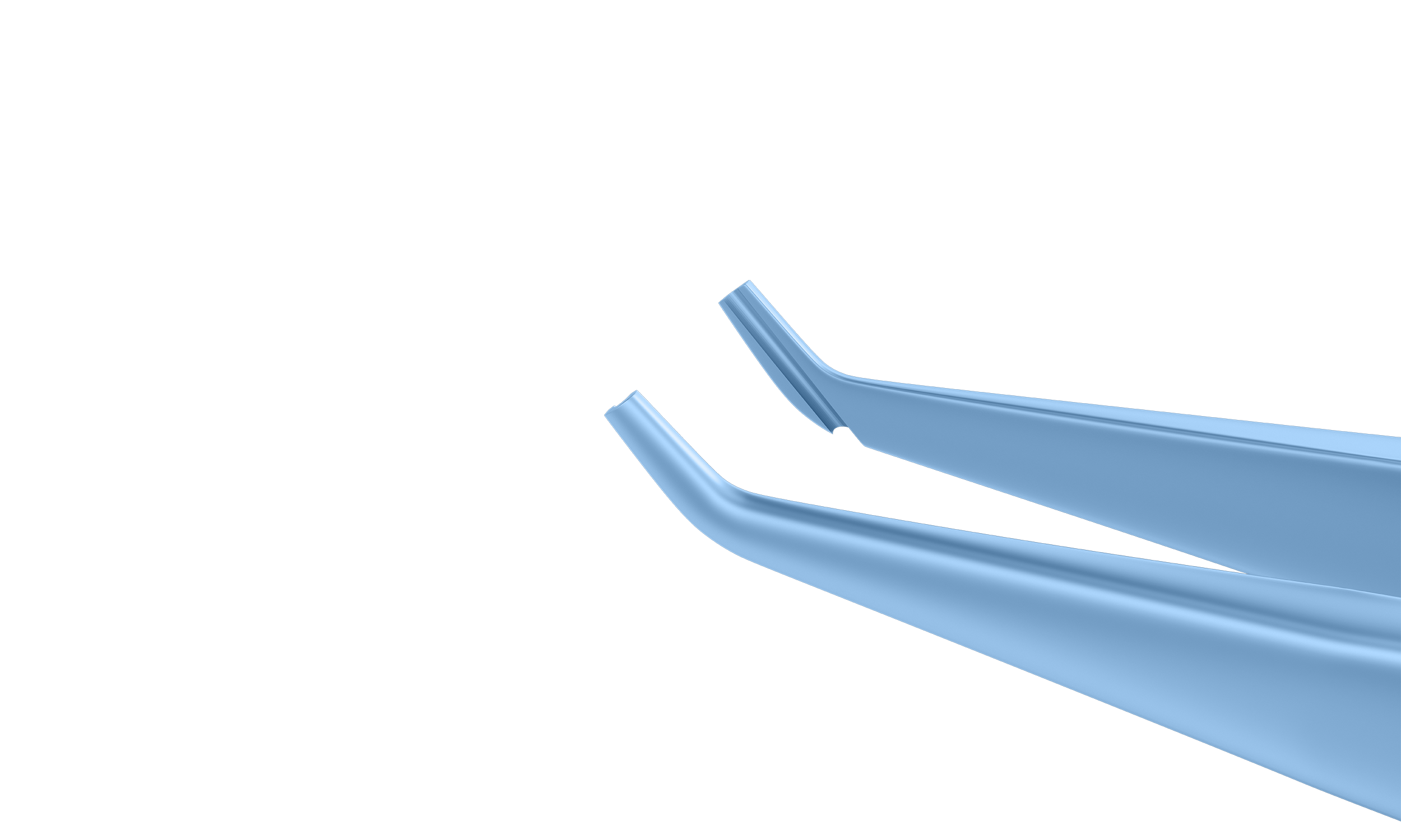 Side view of titanium forceps for glaucoma surgery, highlighting its ergonomic design and lightweight construction.