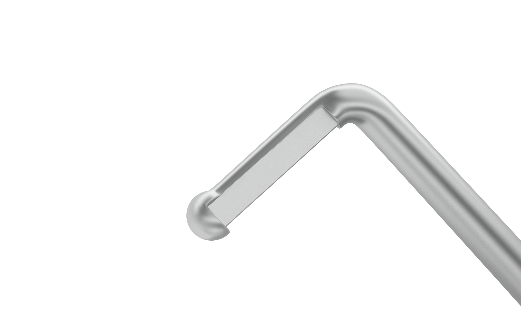 Close-up of the phaco choppers round titanium handle, designed for optimal grip and control.