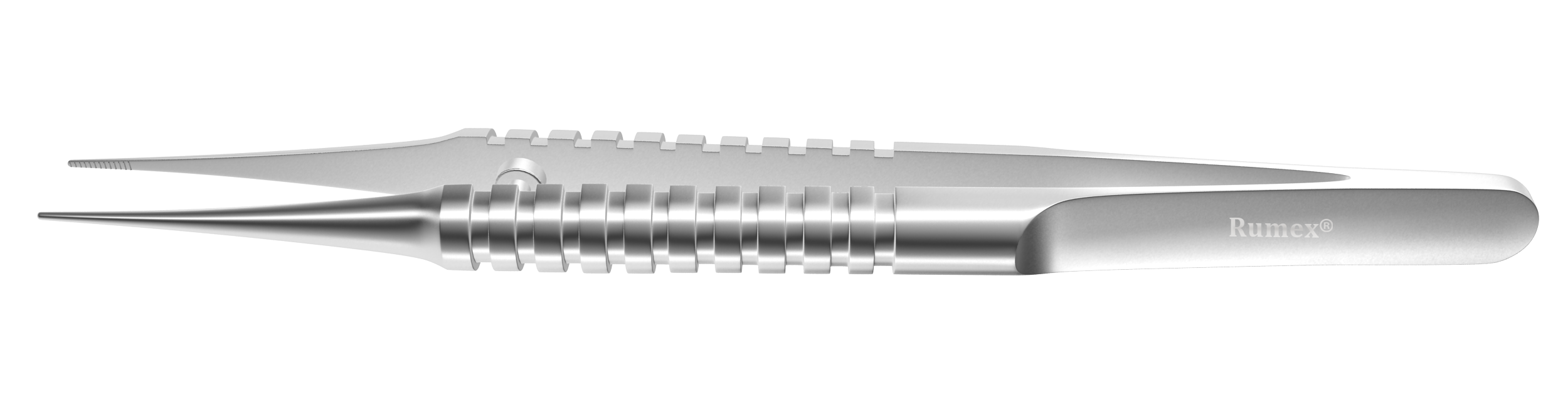 Close-up of precision stainless steel dressing forceps showcasing serrated tips for enhanced grip.