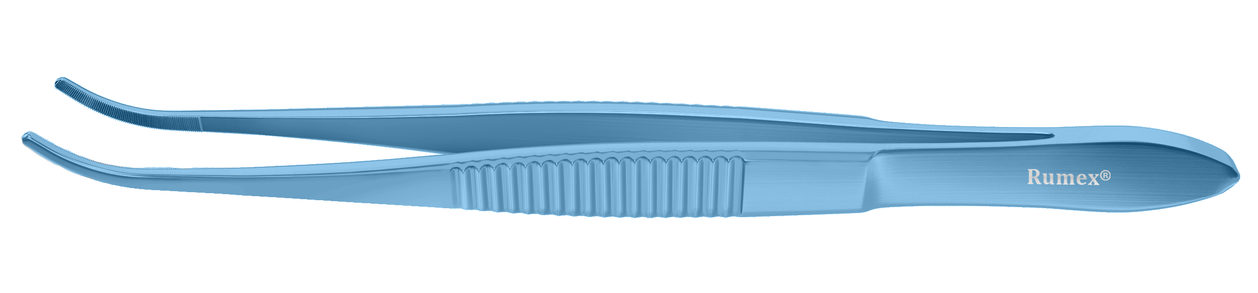 Titanium curved surgical forceps with serrations in a surgical setting