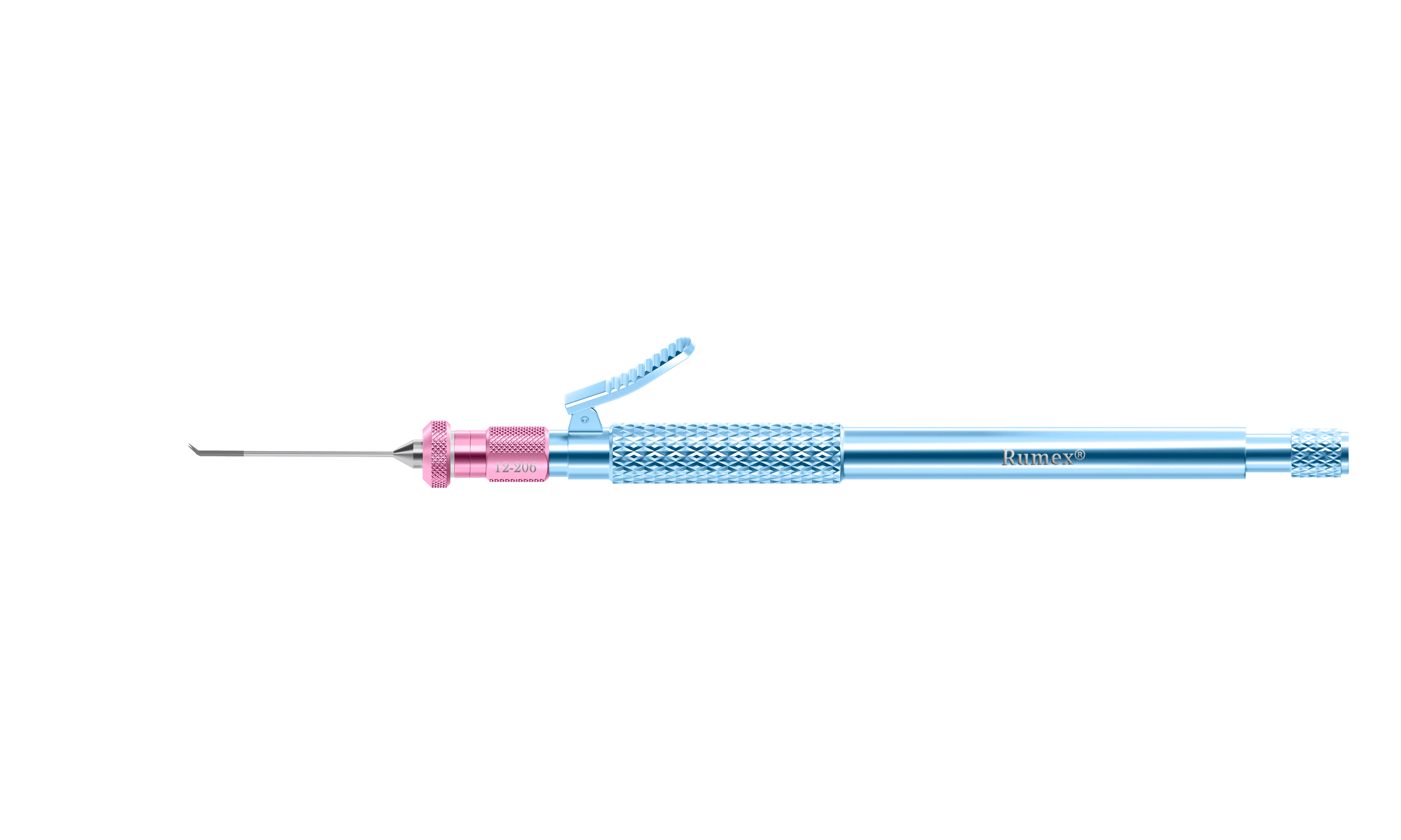 RUMEX Horizontal Vitreoretinal Scissors 12-206 55° tip, showing the precise cutting tip.