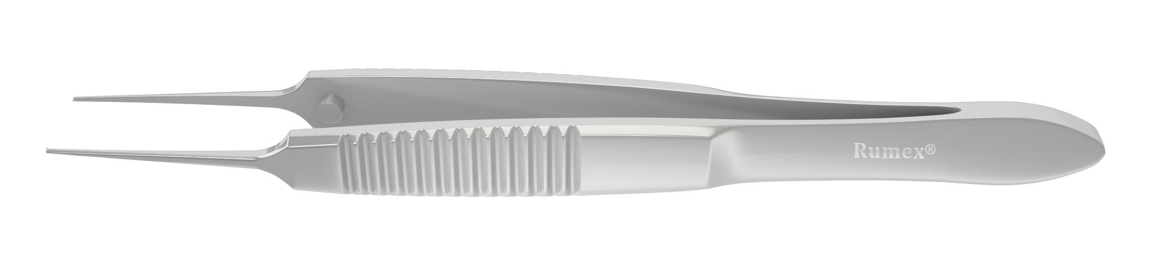 Close-up view of premium stainless steel iris forceps with teeth for surgical precision.