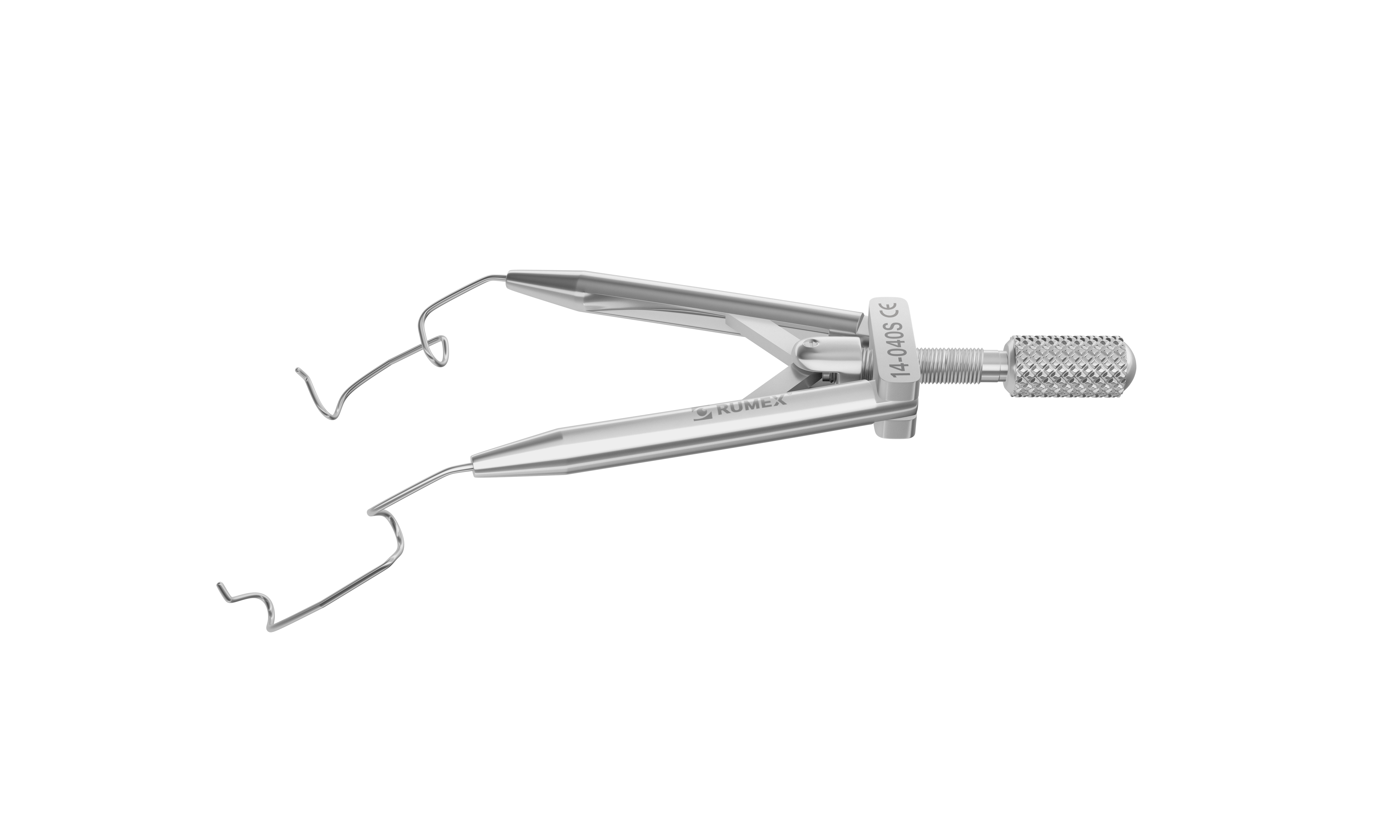 Lieberman temporal speculum shown from the side, highlighting its V-shaped blades for easy access during eye surgery. Lieberman temporal speculum shown from the side, highlighting its V-shaped blades for easy access during eye surgery.
