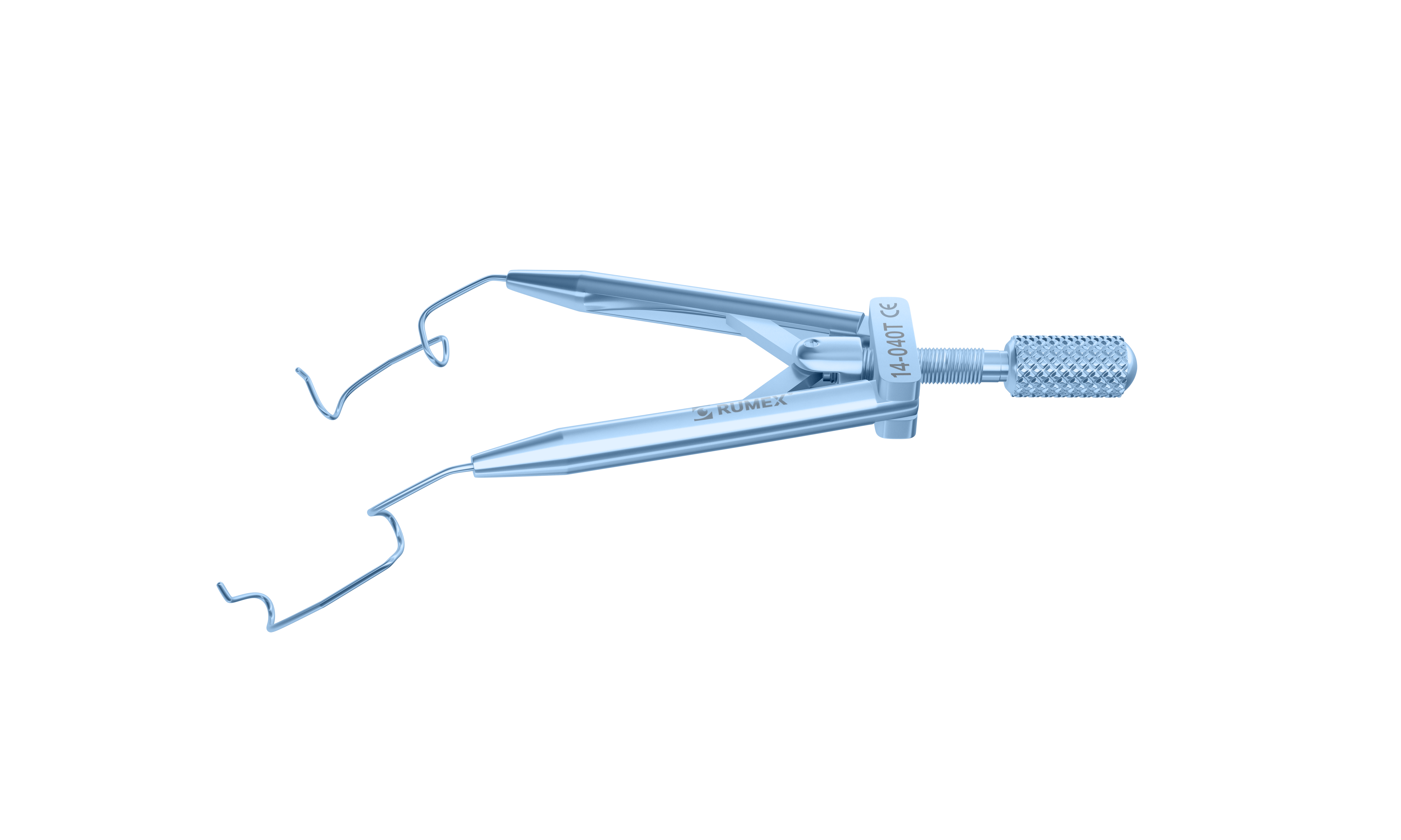Titanium temporal speculum with V-shaped blades for eye surgery