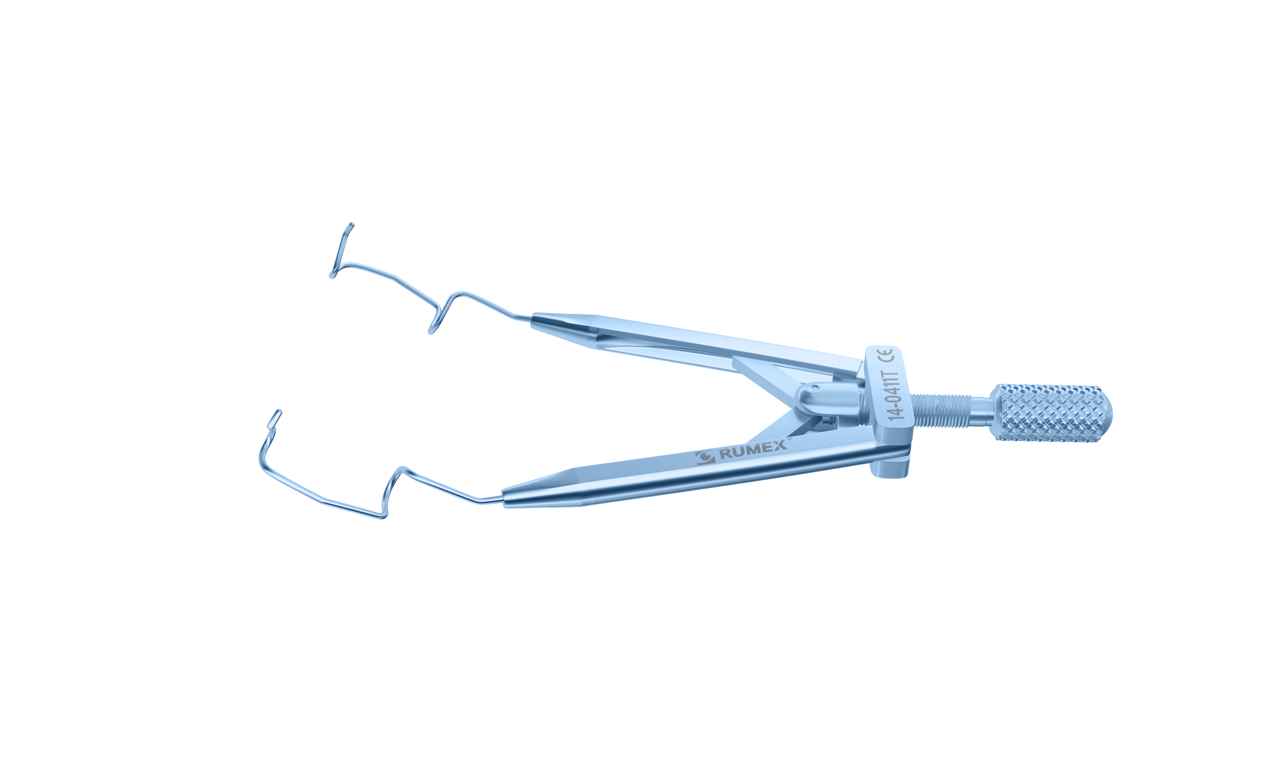 Titanium nasal speculum with V-shaped blades for surgical precision.