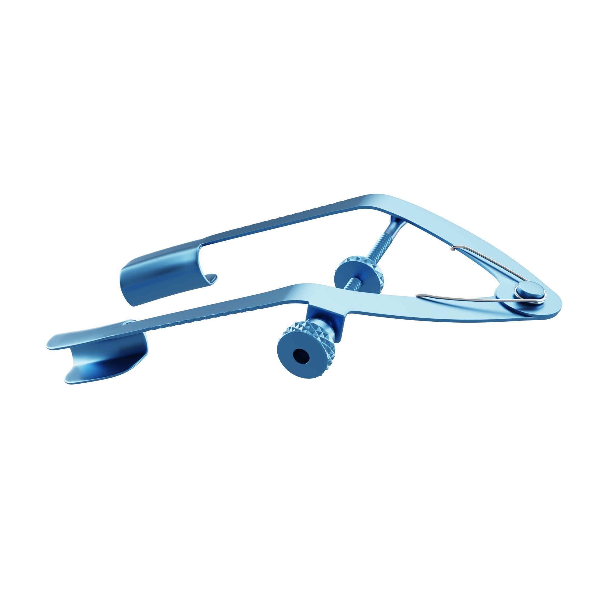 Titanium eye speculum with adjustable arms and locking nut for ophthalmic surgery