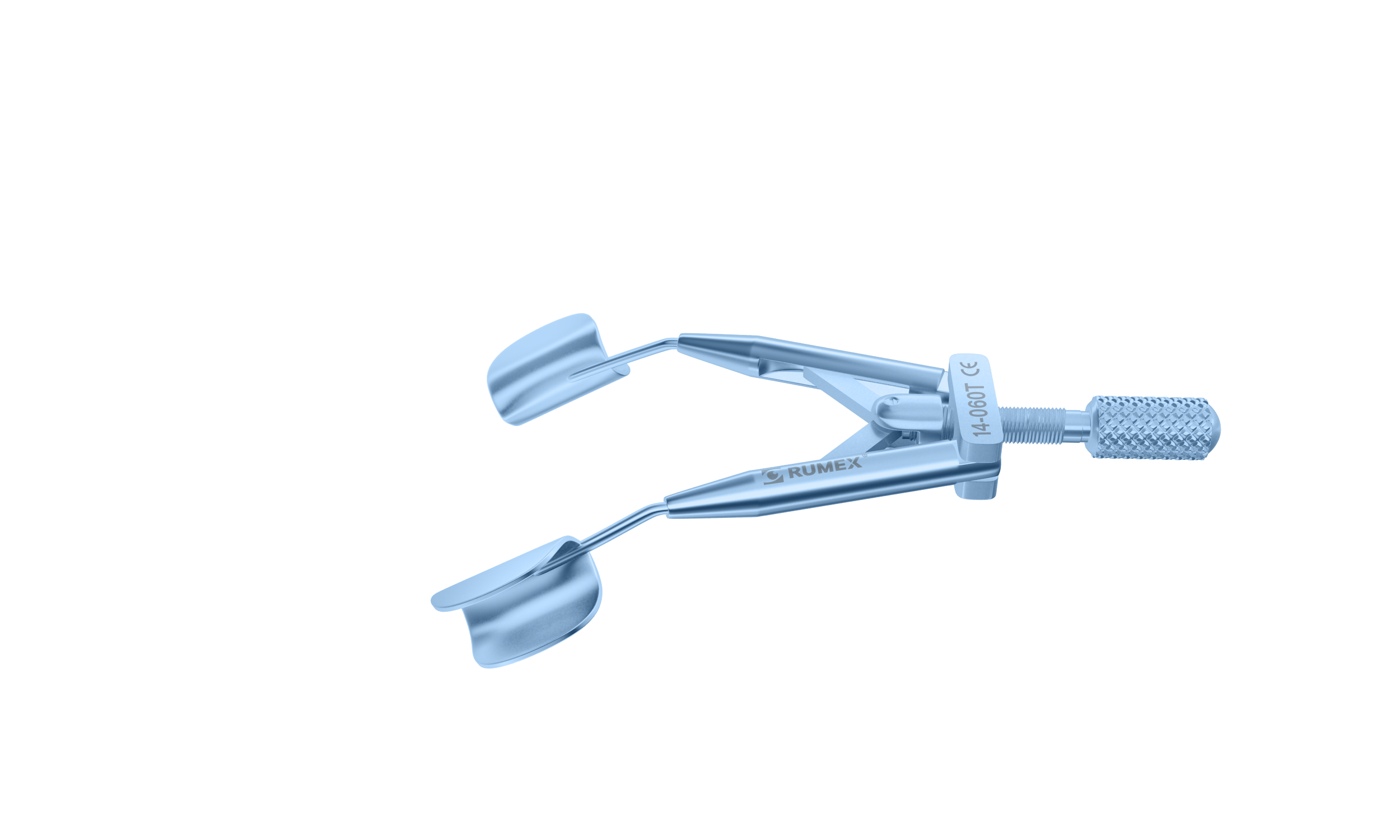 Kershner reversible eye speculum showing solid blades and round branches