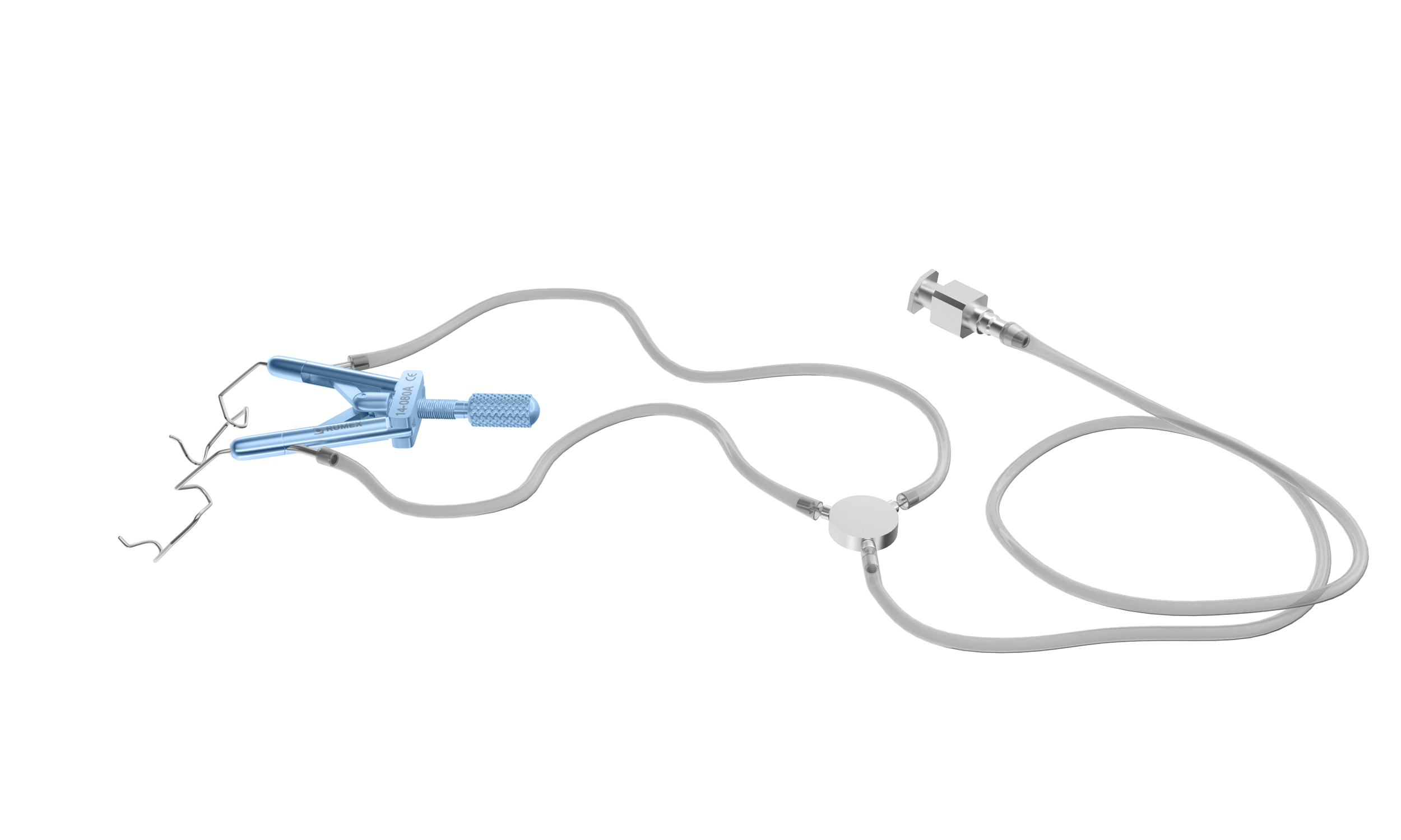 Close-up of the Lieberman Temporal Speculum, highlighting the V-shaped blades and aspirating ports.