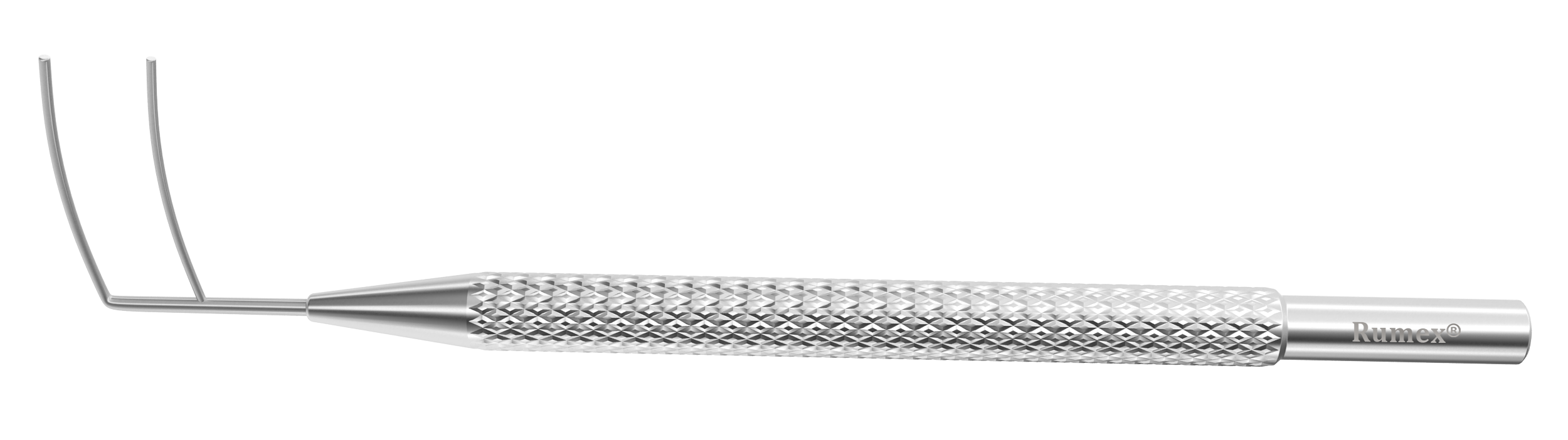 Precision Left-Sided Trabeculotome for glaucoma surgery, showcasing its 9 mm pointed tips and stainless steel finish.