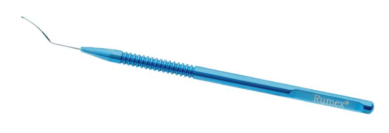 ICL manipulator with sandblasted tip and titanium handle for precise eye surgery
