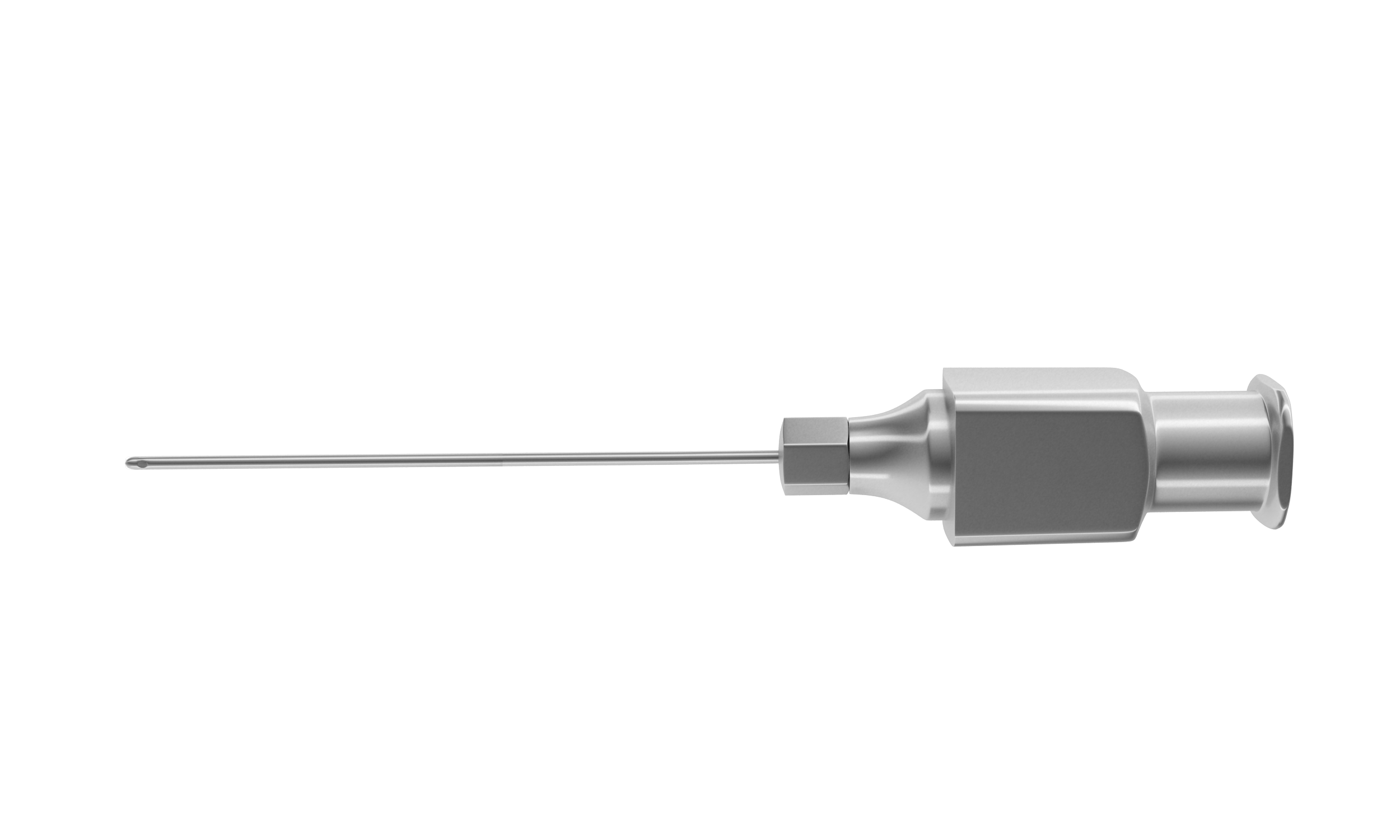 Shahinian lacrimal cannula for tear duct irrigation, angled view