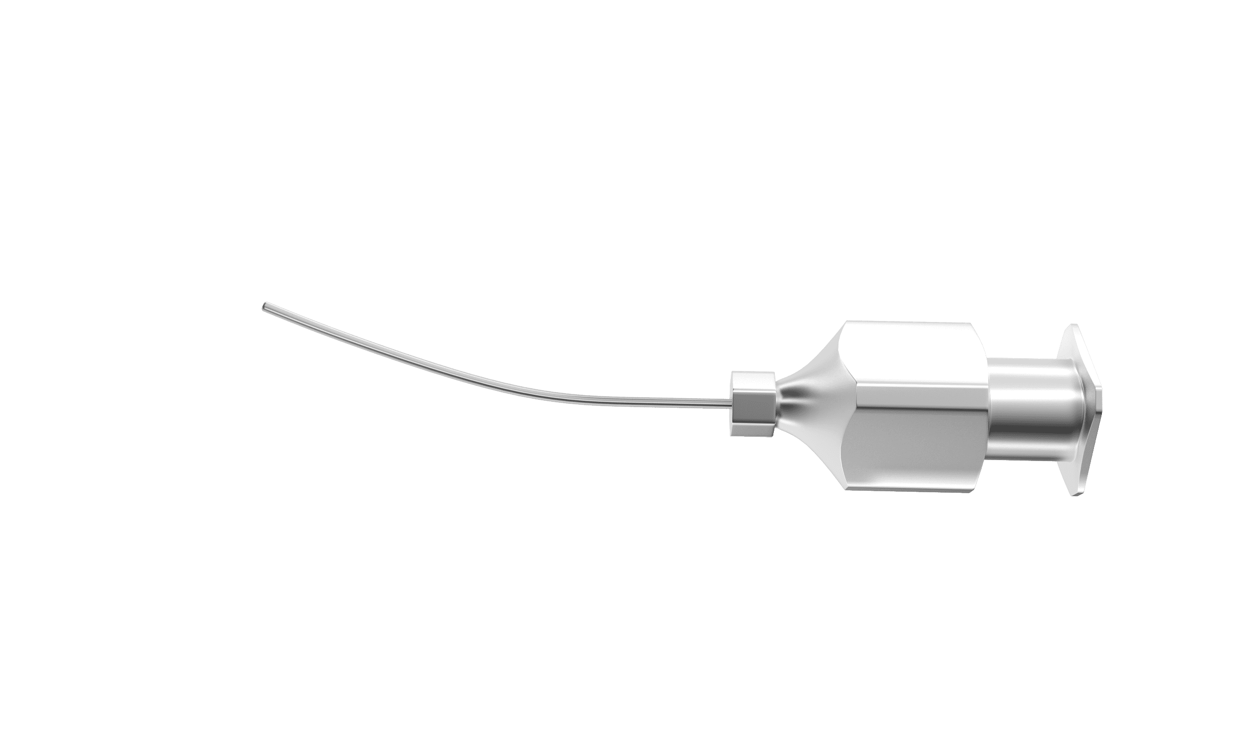 Close-up of 23G lacrimal cannula tip designed for precise fluid control in nasolacrimal surgeries