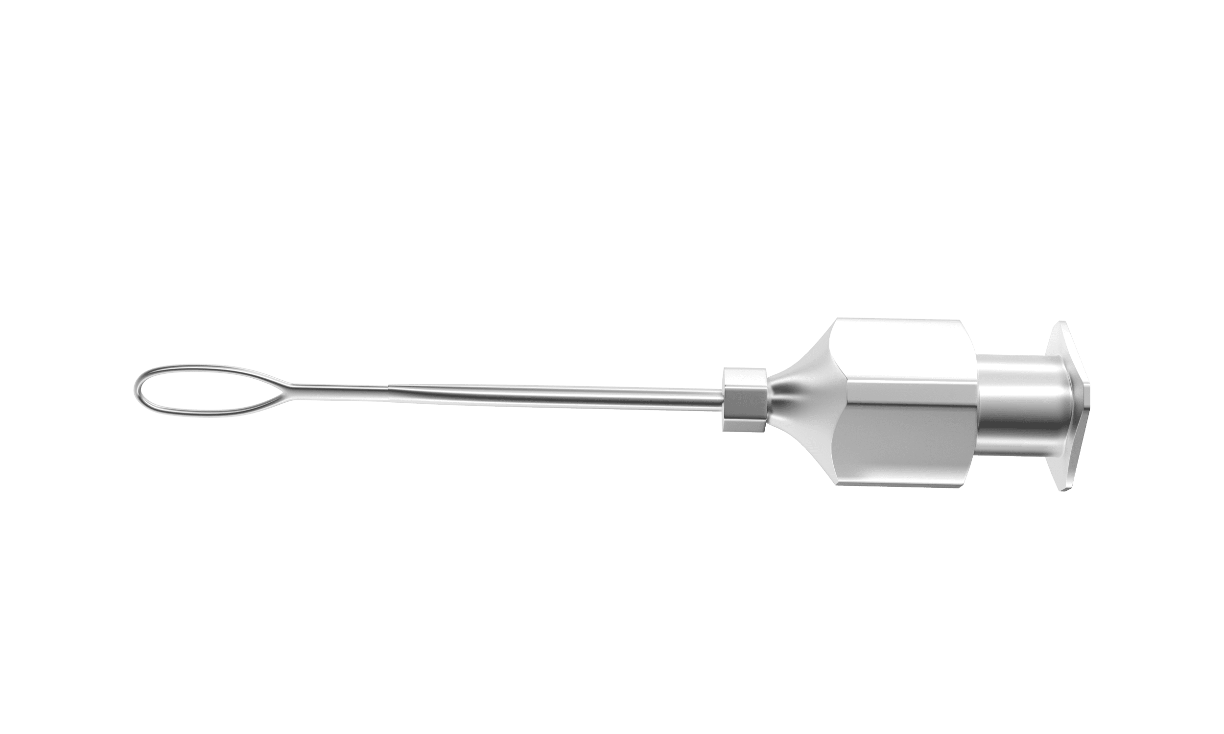 Close-up of Knolle-Pearce irrigating vectis showing 3-port configuration for phacoemulsification