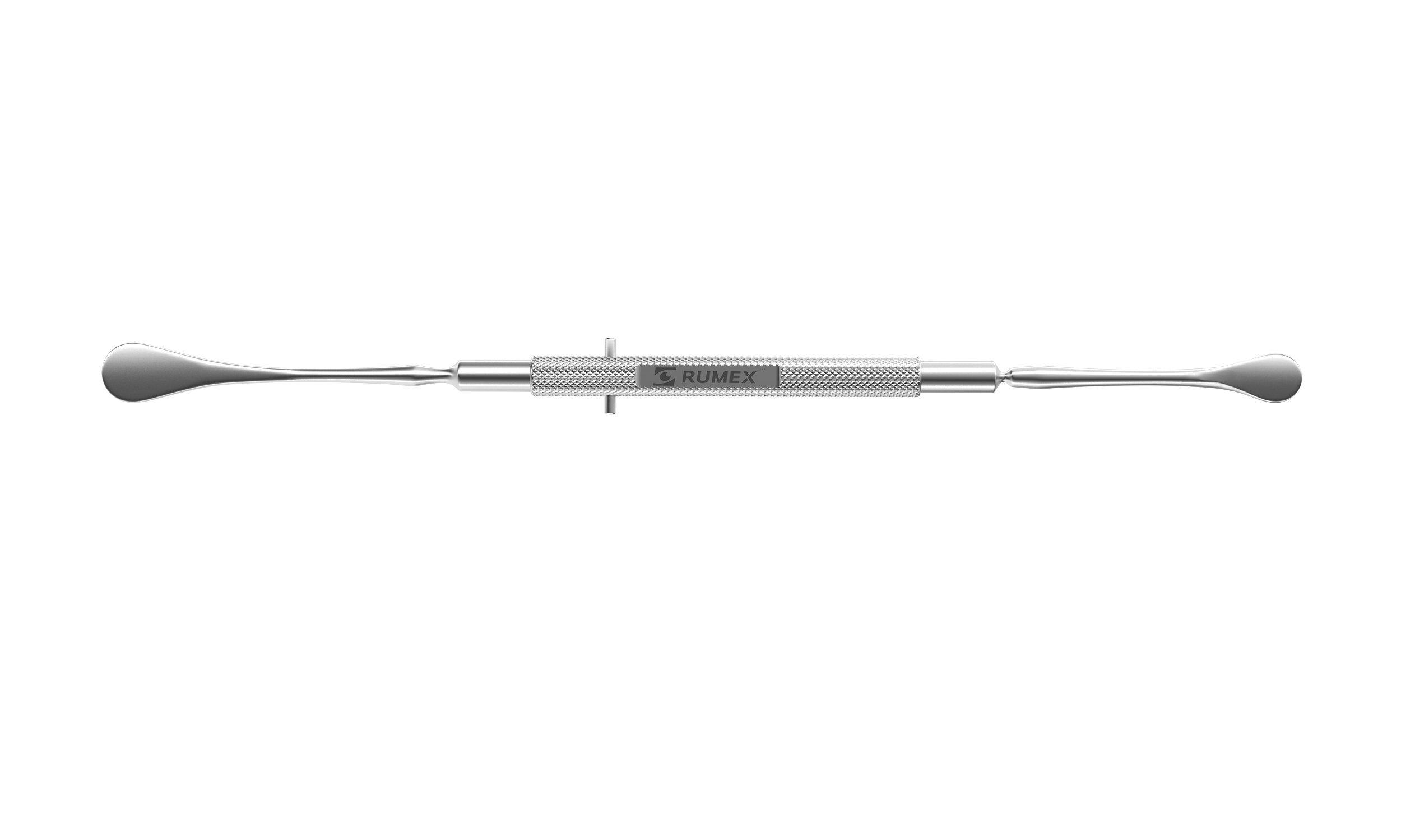 Close-up of the stainless steel double-ended periosteal elevator, showcasing its smooth and sharp edges for surgical precision.
