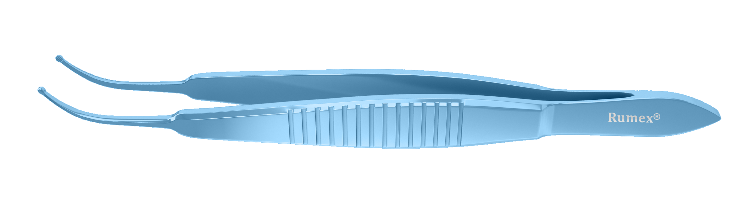 Curved LASIK flap forceps in titanium with blunt tips for safe corneal procedures