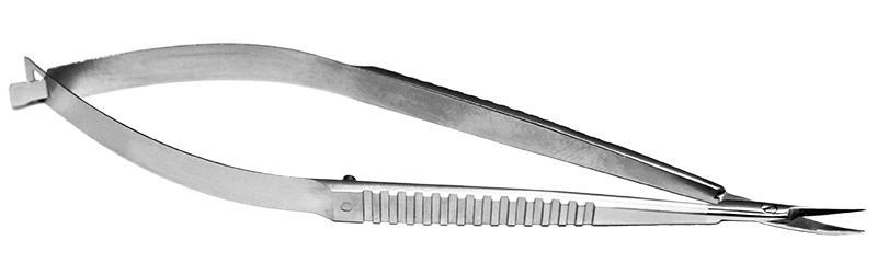 Stainless steel corneal scissors with blunt ledge for DALK surgery, side view