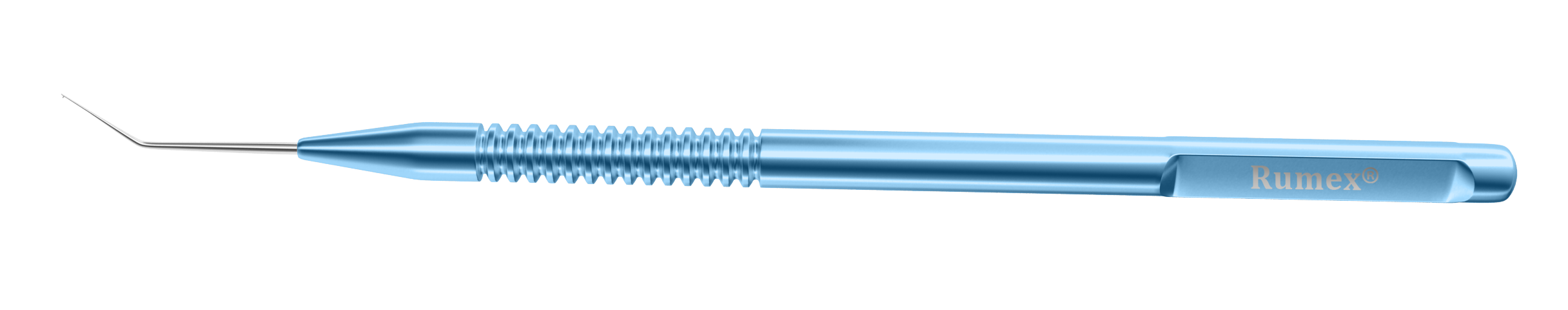 Precision Angled Titanium Surgical Hook with T-shaped tip for ophthalmic use.