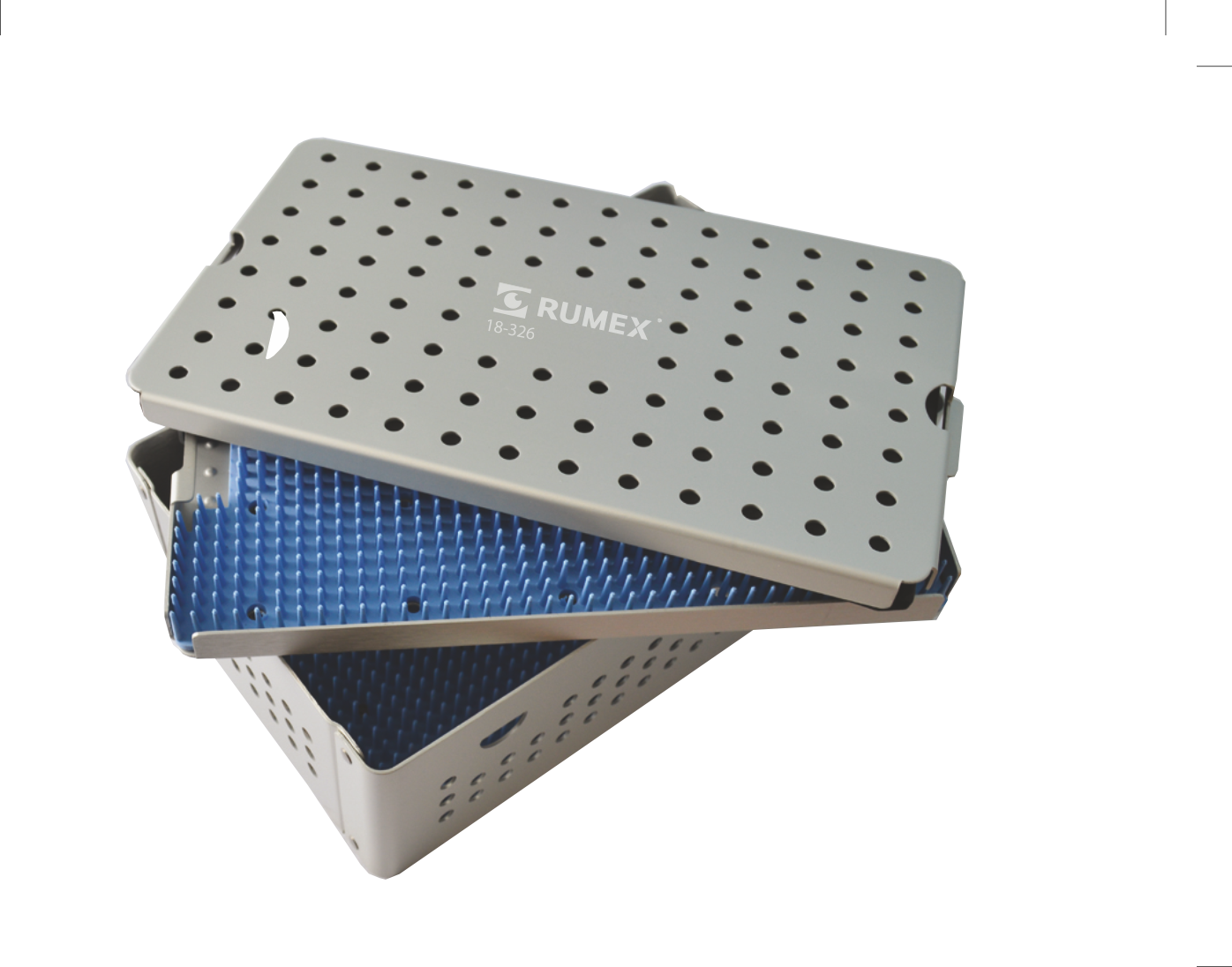 Aluminum sterilization tray with double level and silicone mat for surgical instruments