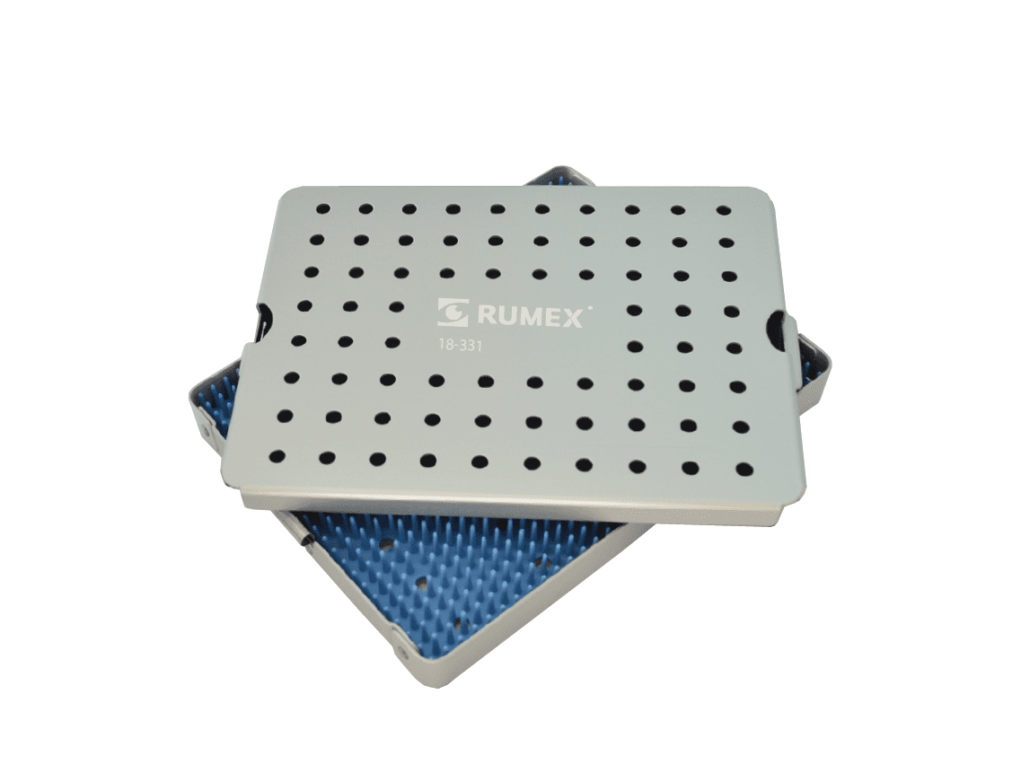 Aluminum sterilization tray with silicone mat for medical instruments