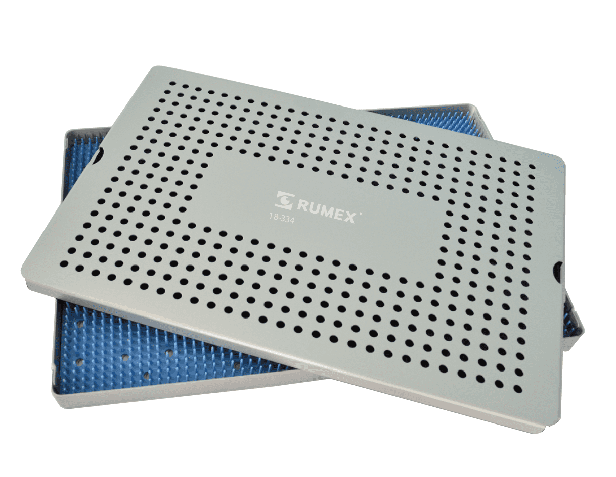 Aluminum sterilization tray with silicone mat for medical instruments