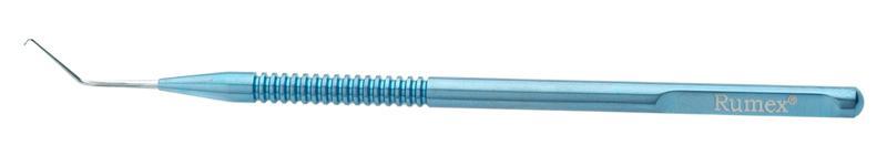 Micro finger chopper with round titanium handle for eye surgery, angled view