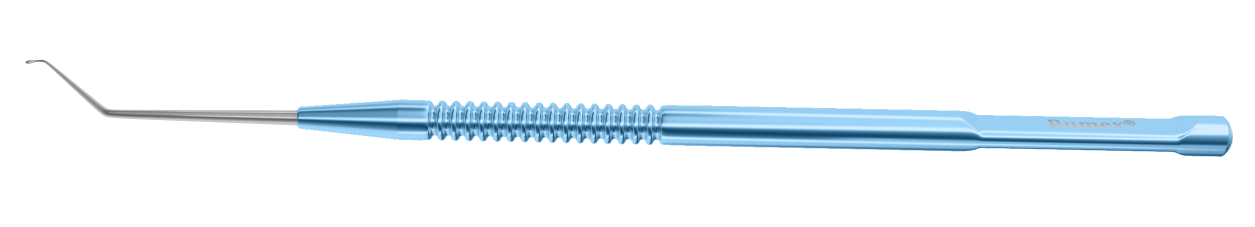 Titanium intraocular manipulator showing angled ball tip for enhanced precision during eye surgery.