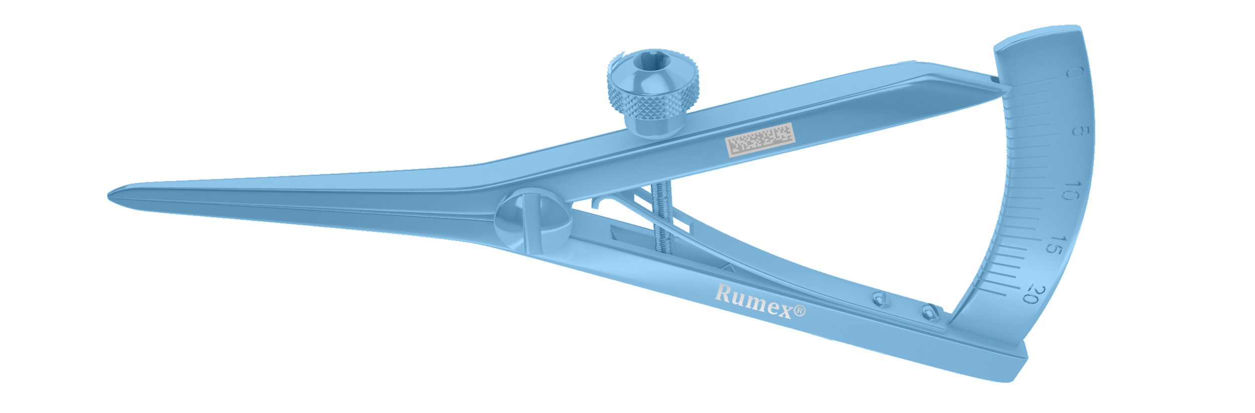 Titanium caliper with dual-sided engraved scale for medical measurement