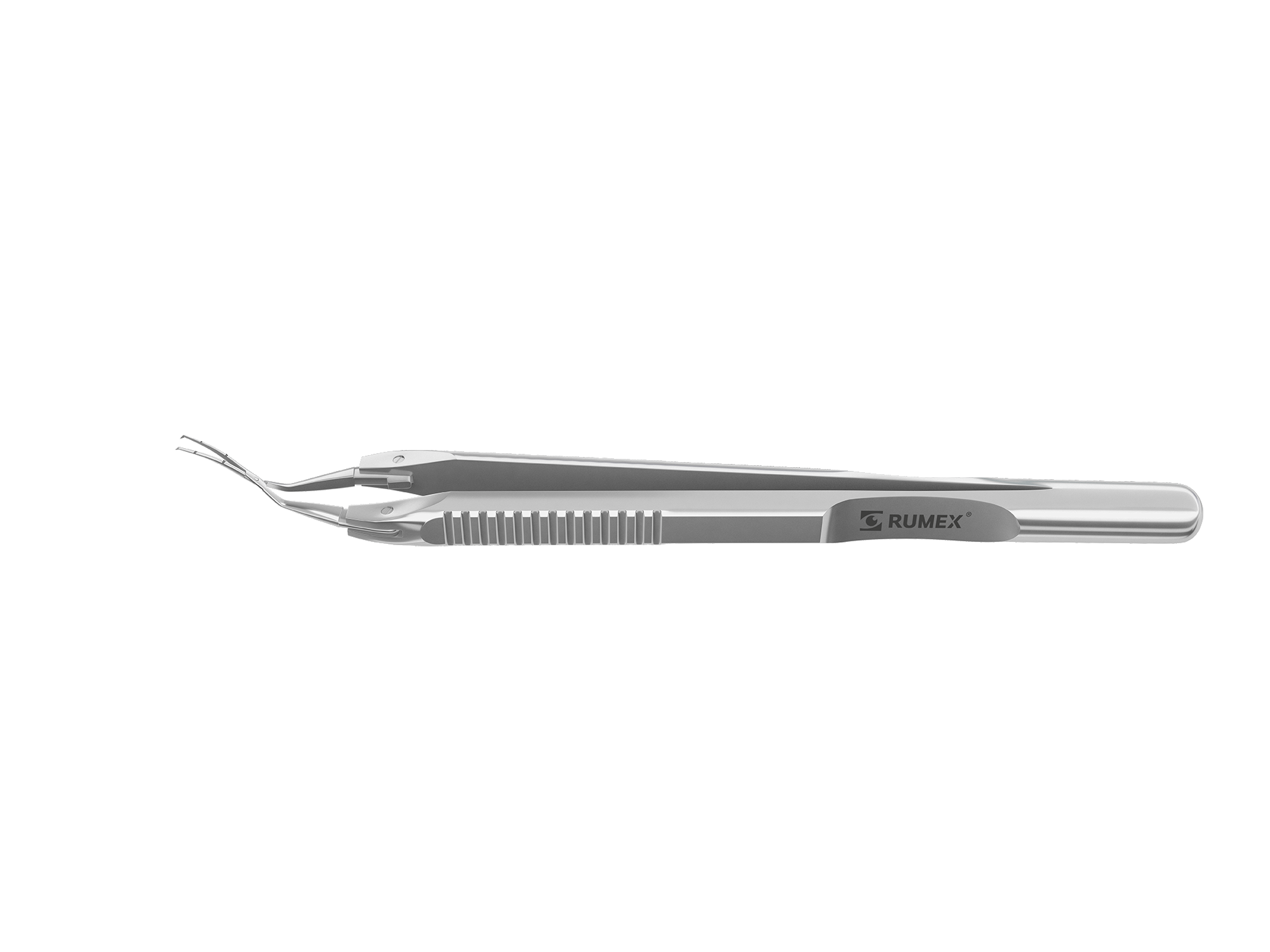 Curved stainless steel capsulorhexis forceps with scale for precise eye surgery