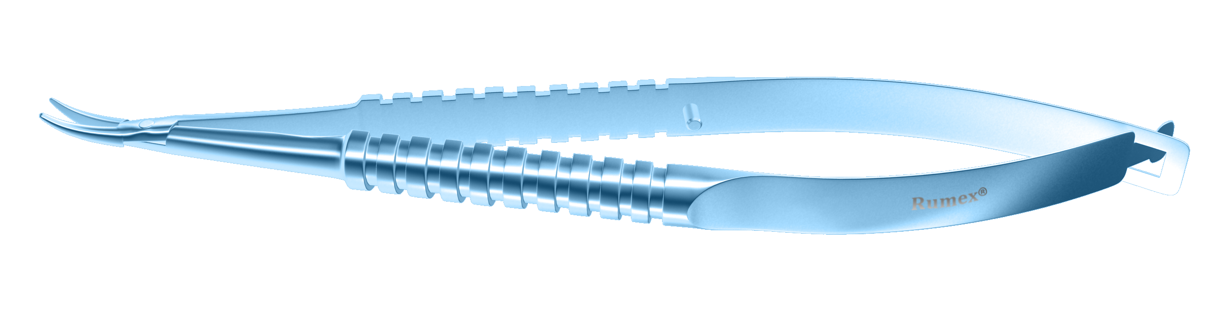 Titanium Barraquer needle holder with curved jaws for precise suturing