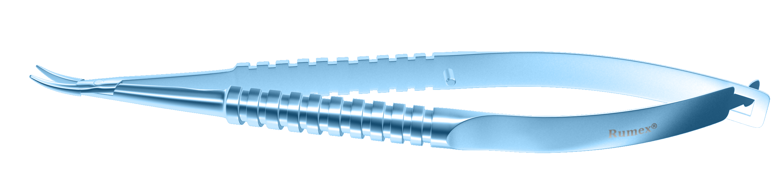 Titanium Barraquer needle holder with curved jaws for precise suturing