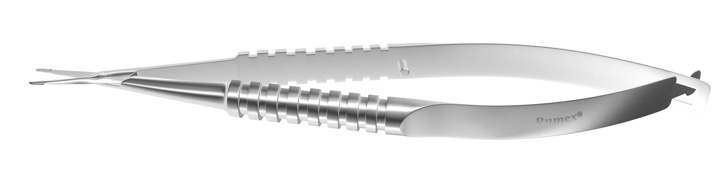 Close-up of the precision surgical scissors showcasing the stainless steel finish and ergonomic design.