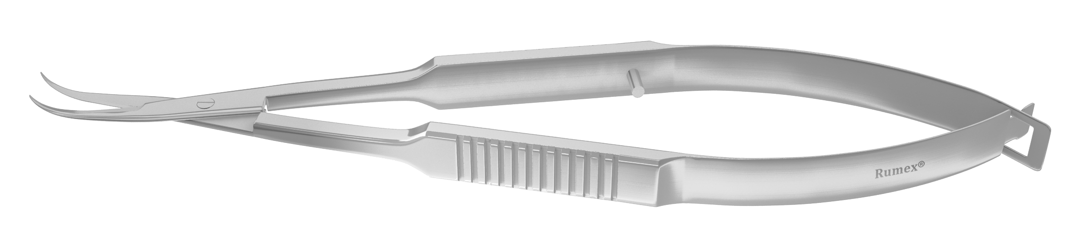 Stainless steel curved scissors for eye procedures with ergonomic handle