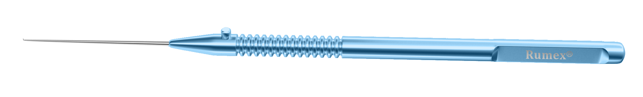 Close-up of a delicate membrane pick with round titanium handle for eye surgery
