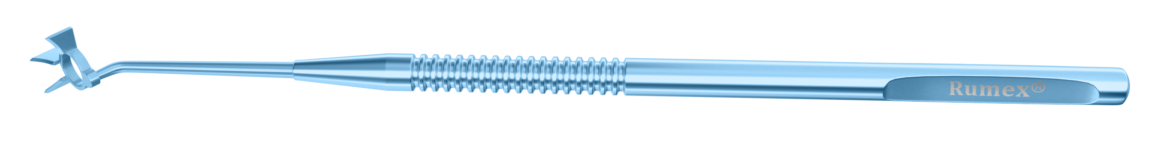 Close-up of the titanium LASIK flap marker showcasing asymmetrical marking lines.