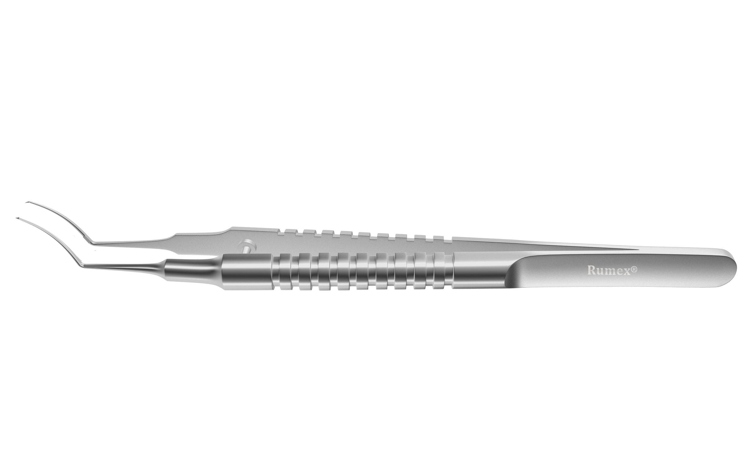 Utrata 279R ophthalmic forceps with curved jaws and cystotome tips for eye surgery