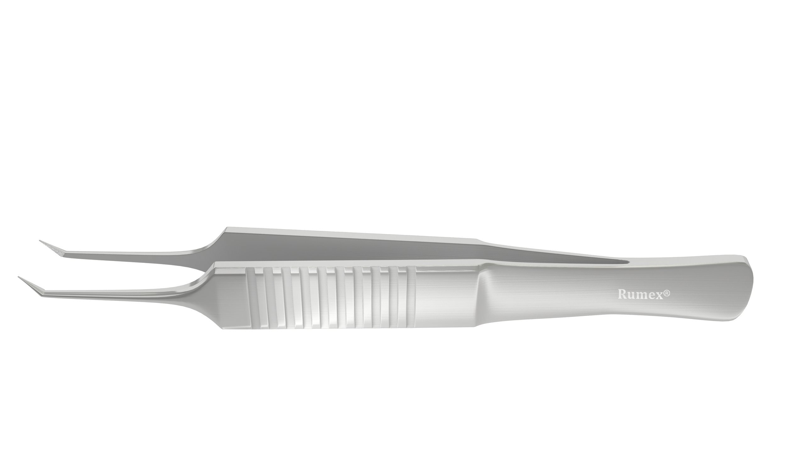 Precision McPherson angled tying forceps showcasing the tungsten carbide gripping platform from a side view.