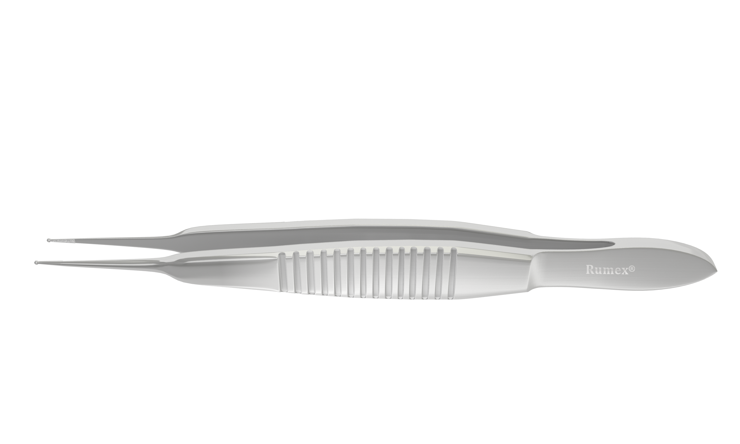 Fechtner conjunctiva forceps with flat handle and ring tips for delicate eye tissue