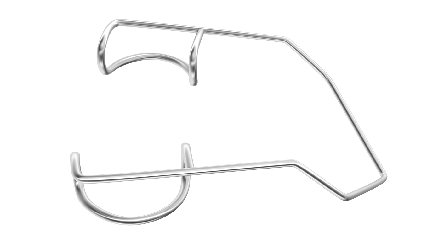 Barraquer wire speculum with blades angled for eye surgery