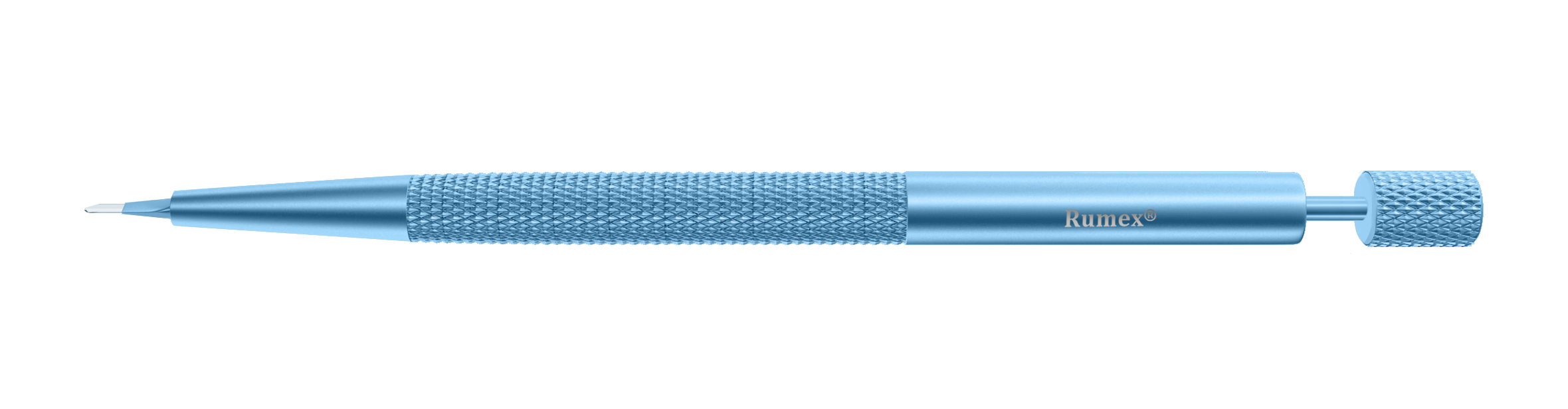 Close-up of diamond blade tip showing five-facet precision for paracentesis procedures