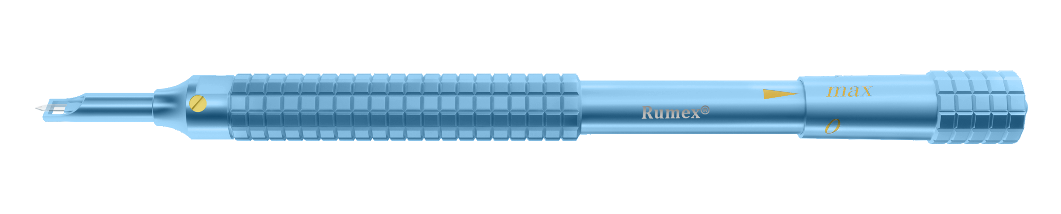 Close-up of the Precision LRI diamond knife showcasing its sharp blade and calibration mechanism.