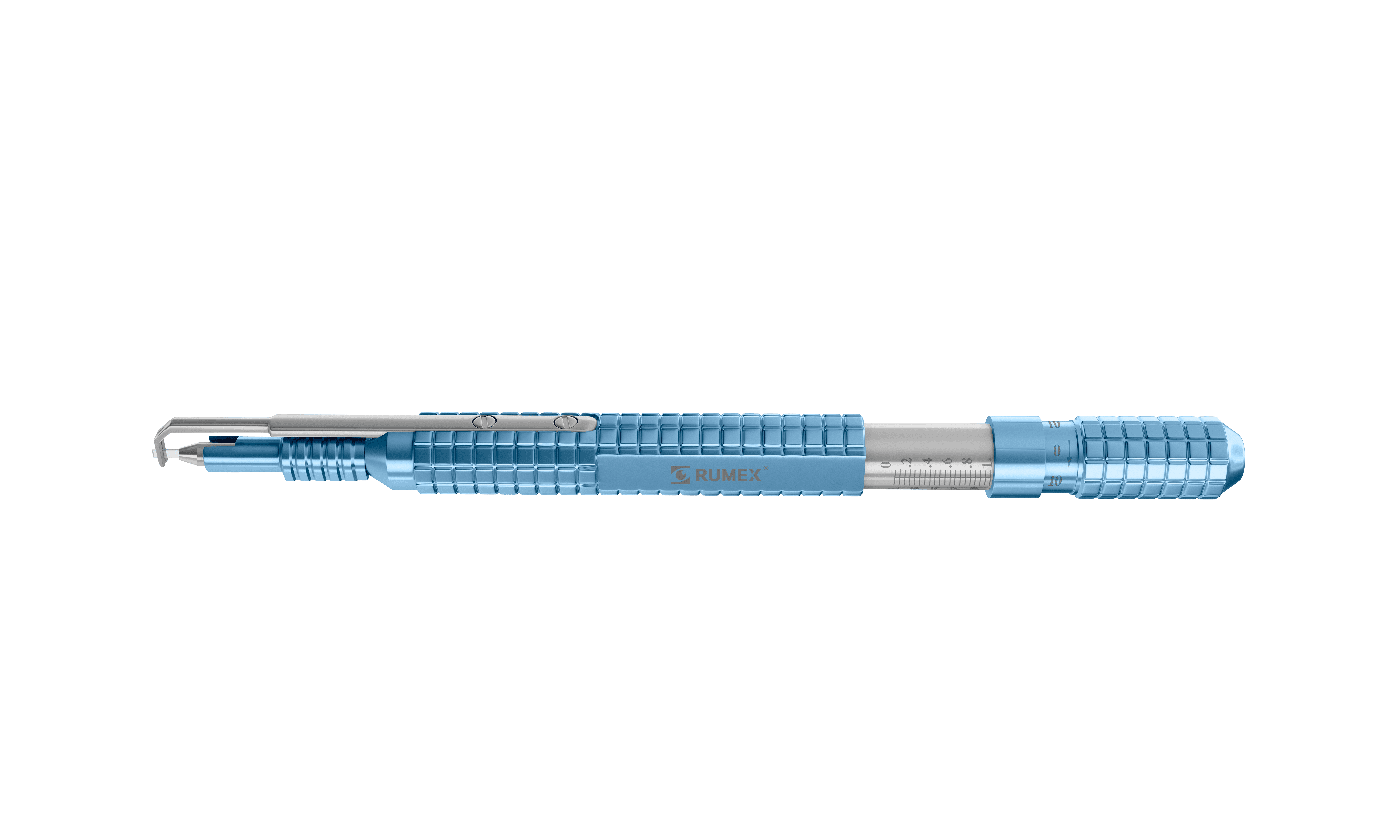 Close-up of the precision diamond knife for keratotomy showcasing the 1.00 mm blade.