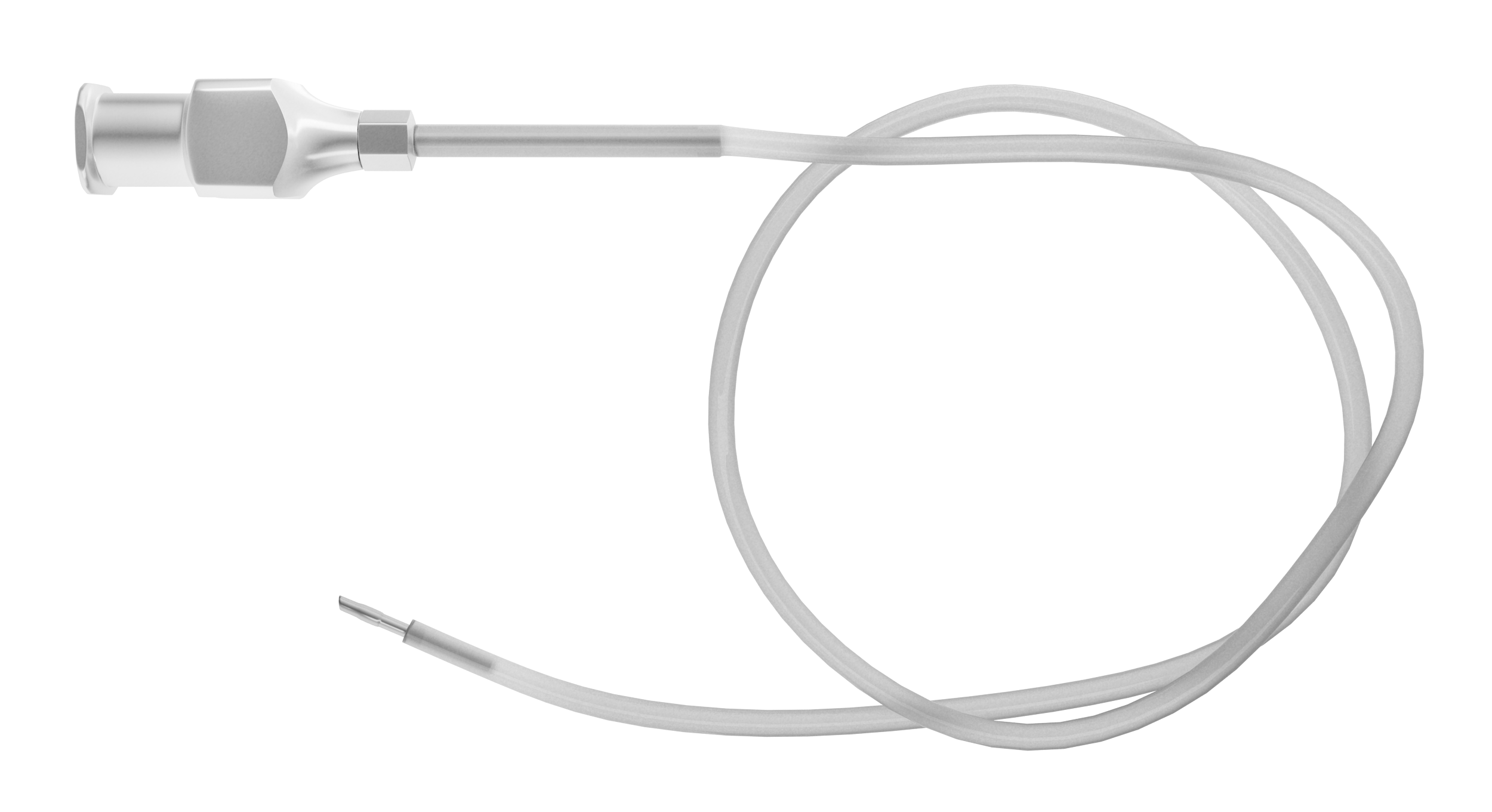 Front view of the anterior chamber maintainer with bulbous tip for precise eye surgery