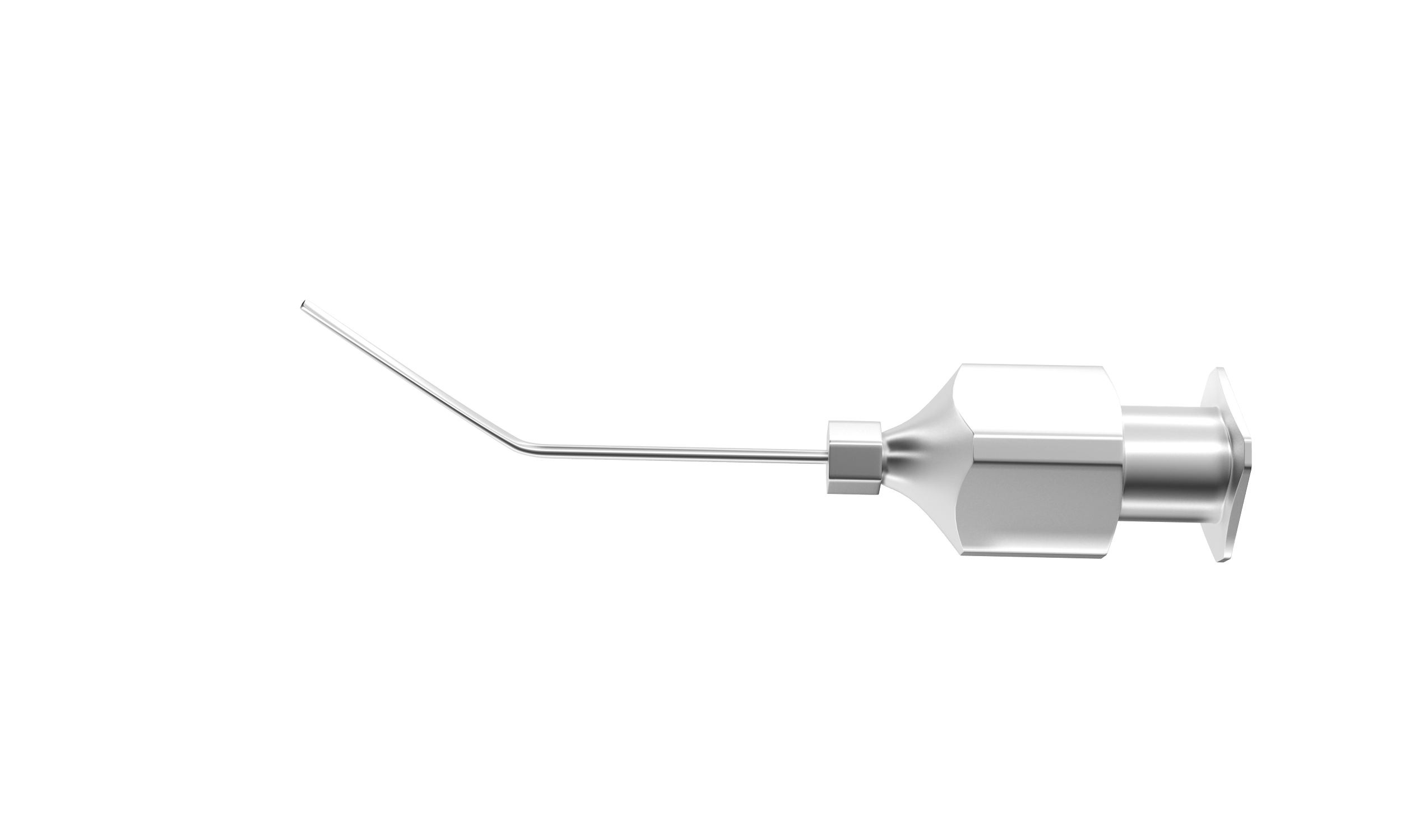 Angle view of the Advanced McIntyre Nucleus Hydrodissector, showcasing its spatulated tip and design features.