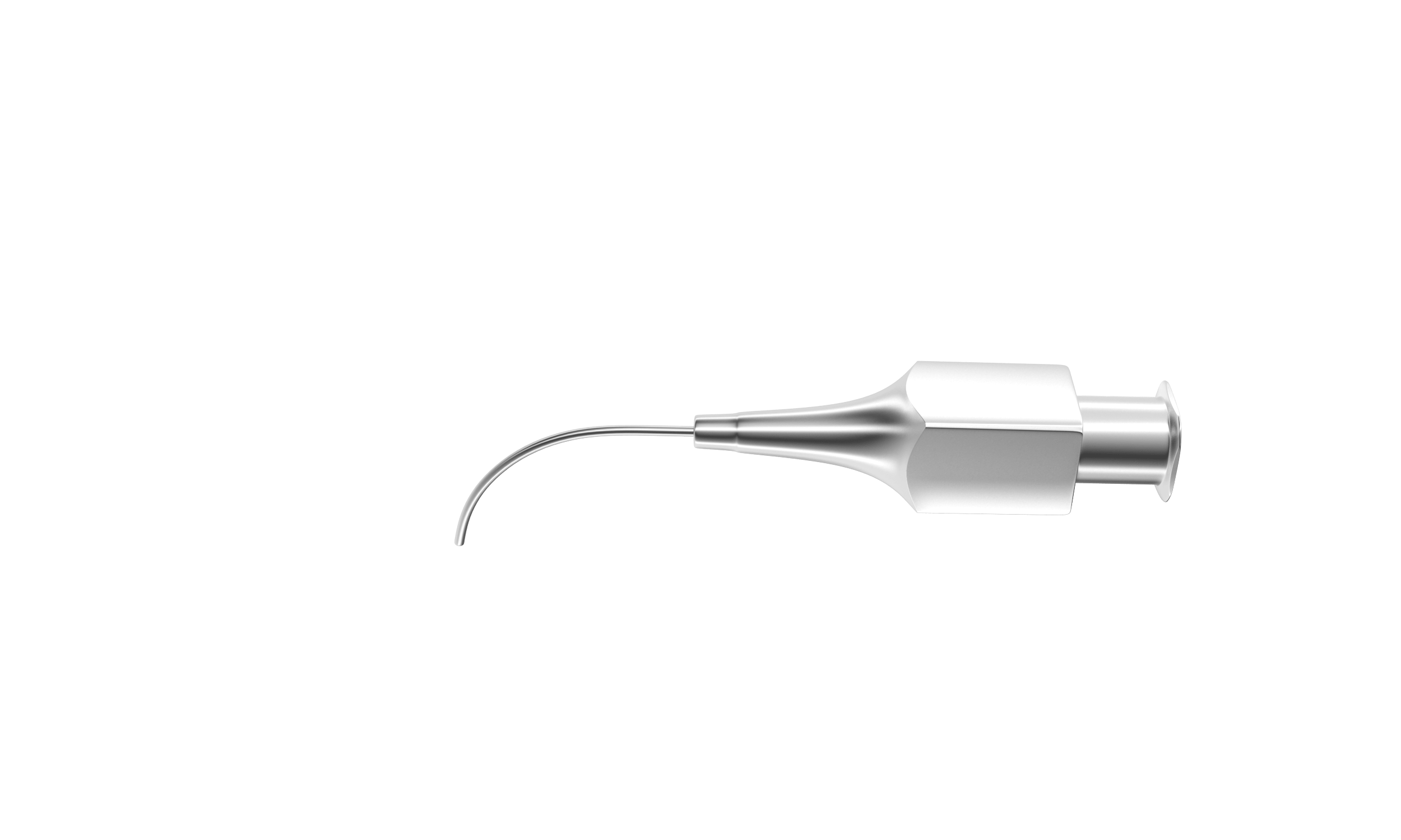 Curved lacrimal cannula showcasing the precision tip designed for eye surgery