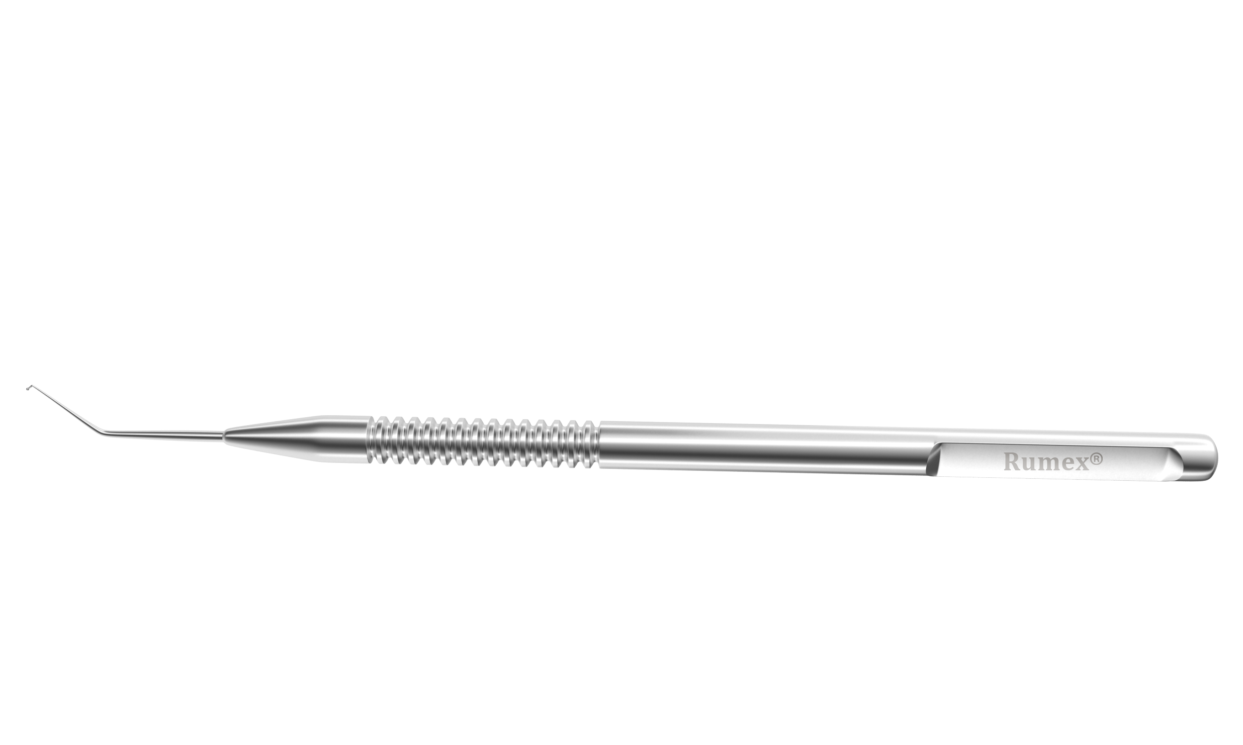 Nagahara RHD phaco chopper in hand showing its stainless steel finish and rounded tip